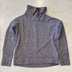 Apana (Size M) Women's Maroon Yoga Top LS Thumb Holes Mock Neck Curved Hem Soft